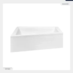 Besco Baignoire asymétrique - 150 x 85 cm - Droite - sans Habillage - avec Pieds - Repose-tête - Vidage Chrome - INTIMA* Baignoire Asymétrique