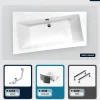Besco Baignoire asymétrique - 150 x 90 cm - Gauche - avec Habillage - Pieds - Vidage Chrome - INFINITY