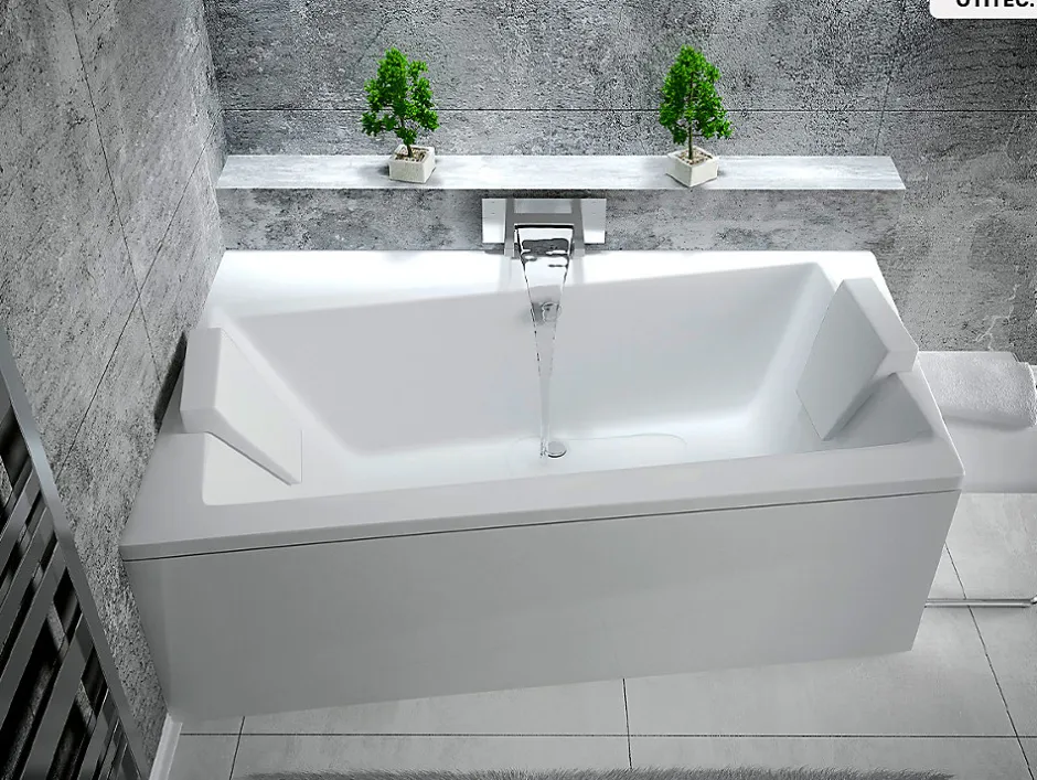 Besco Baignoire asymétrique - 170 x 110 cm - Gauche - sans Habillage - avec Pieds - Vidage Chrome - INFINITY* Baignoire Asymétrique