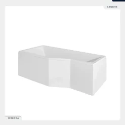 Besco Baignoire asymétrique - 170 x 75 cm - Gauche - sans Habillage - avec Pieds - Vidage Chrome - INTEGRA