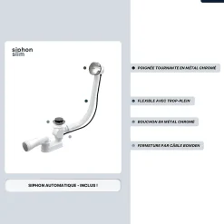 Besco Baignoire asymétrique - 170 x 75 cm - Gauche - sans Habillage - avec Pieds - Vidage Chrome - INTEGRA