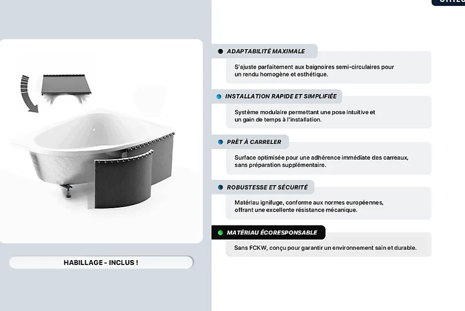 Besco Baignoire asymétrique - 140 x 70 cm - Droite - avec Habillage - Pieds - Vidage Chrome - PRAKTIKA