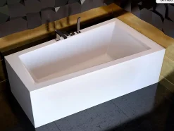 Besco Baignoire asymétrique - 150 x 85 cm - Droite - avec Habillage - Pieds - Vidage Chrome - INTIMA* Baignoire Asymétrique