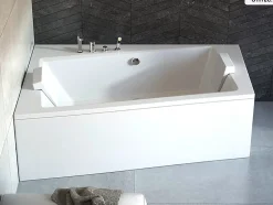 Besco Baignoire asymétrique - 150 x 90 cm - Gauche - sans Habillage - avec Pieds - Vidage Chrome - INFINITY