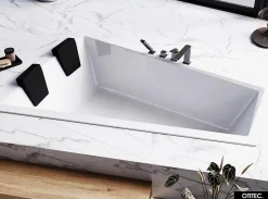 Besco Baignoire Asymétrique à Encastrer - 170 x 125 cm - GAUCHE - INTIMA DUO SLIM - 2 REPOSE-TÊTES OFFERTS* Baignoire Asymétrique