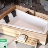 Besco Baignoire Asymétrique à Encastrer - 180 x 125 cm - GAUCHE - INTIMA DUO SLIM - 2 REPOSE-TÊTES OFFERTS