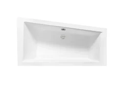 Besco Baignoire asymétrique + tablier blanc + repose tête - INTIMA - 160 x 90 cm - Gauche