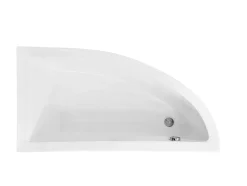 Besco Baignoire asymétrique + tablier blanc + repose tête - PRAKTIKA - 140 x 70 cm - Gauche* Baignoire Asymétrique