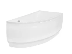 Besco Baignoire asymétrique + tablier blanc + repose tête - PRAKTIKA - 140 x 70 cm - Gauche* Baignoire Asymétrique