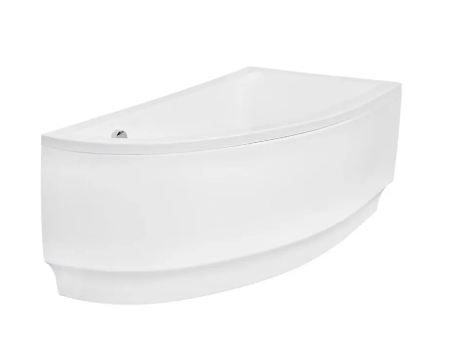 Besco Baignoire asymétrique + tablier blanc + repose tête - PRAKTIKA - 140 x 70 cm - Gauche* Baignoire Asymétrique