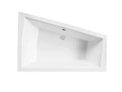 Besco Baignoire asymétrique + tablier blanc + repose tête - INTIMA DUO - 170 x 125 cm - Gauche