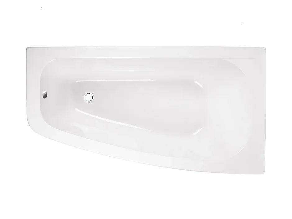Besco Baignoire asymétrique + tablier noir + repose tête - LUNA - 150 x 80 cm - Droite* Baignoire Asymétrique