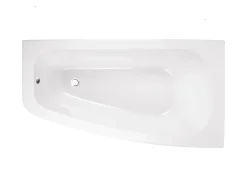 Besco Baignoire asymétrique + tablier blanc + repose tête - LUNA - 150 x 80 cm - Droite