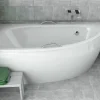 Besco Baignoire asymétrique + tablier blanc + repose tête + poignées - MILENA PREMIUM - 150 x 70 cm - Droite* Baignoire Asymétrique
