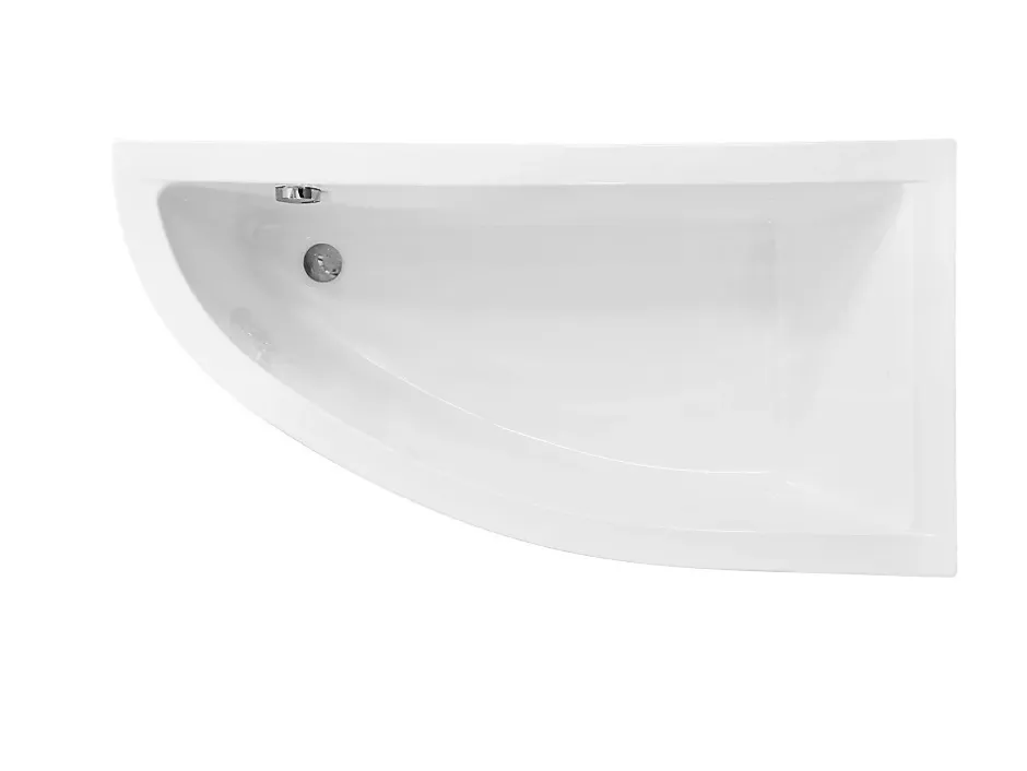 Besco Baignoire asymétrique + tablier noir + repose tête - PRAKTIKA - 150 x 70 cm - Droite