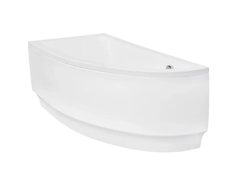 Besco Baignoire asymétrique + tablier noir + repose tête - PRAKTIKA - 150 x 70 cm - Droite
