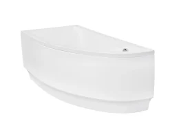 Besco Baignoire asymétrique + tablier noir + repose tête - PRAKTIKA - 140 x 70 cm - Droite