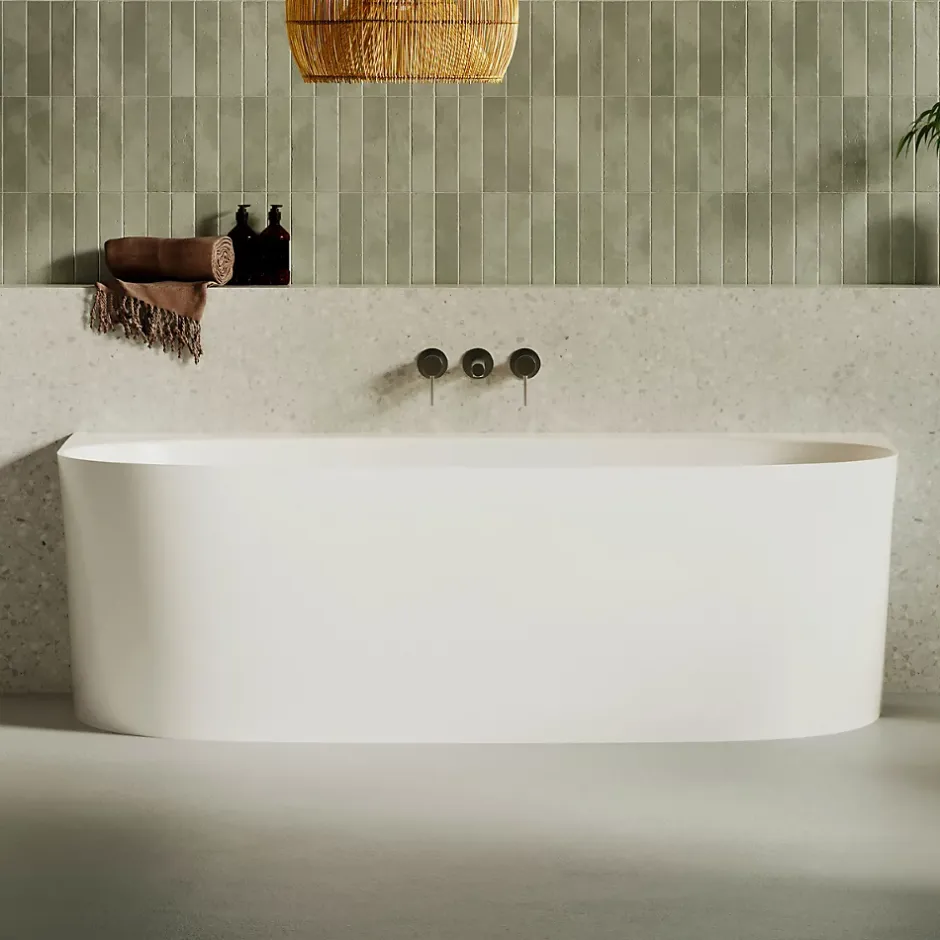 Lavaberg Baignoire asymétrique 180 x 86 x 80 cm Blanc Mat en minéral composite - Mod. FROSK sans Trop Plein
