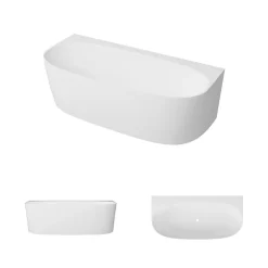 Lavaberg Baignoire asymétrique 180 x 86 x 80 cm Blanc Mat en minéral composite - Mod. FROSK sans Trop Plein