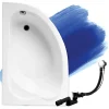 Badland Baignoire asymétrique 130 x 85 Gauche STANDARD acrylique blanc, sans Habillage + Pieds + Vidage à chromé* Baignoire D'Angle