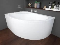 Badland Baignoire asymétrique 130 x 85 Gauche STANDARD acrylique blanc, sans Habillage + Pieds + Vidage à chromé* Baignoire D'Angle