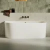 Lavaberg Baignoire asymétrique 158 x 86 x 58 cm Blanc Mat en minéral composite - Mod. FROSK avec Trop Plein