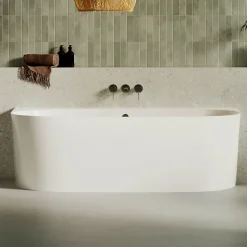 Lavaberg Baignoire asymétrique 180 x 86 x 80 cm Blanc Mat en minéral composite - Mod. FROSK avec Trop Plein* Baignoire Asymétrique