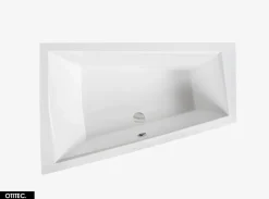 Besco Baignoire Asymétrique avec Tablier Noir - 180 x 125 cm - GAUCHE - INTIMA DUO - 2 REPOSE-TÊTES OFFERTS* Baignoire Asymétrique