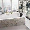 Besco Baignoire asymétrique blanche encastrée + repose tête - INTIMA SLIM - 150 x 85 cm - droite
