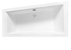 Besco Baignoire asymétrique blanche encastrée + repose tête - INTIMA SLIM - 160 x 90 cm - gauche
