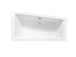 Besco Baignoire asymétrique blanche encastrée + repose tête - INTIMA SLIM - 160 x 90 cm - droite* Baignoire Asymétrique