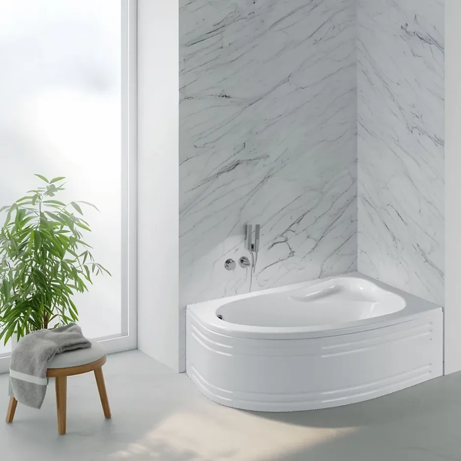 Valentin Baignoire asymétrique d'angle droit Colombia 150 x 100 cm + tablier