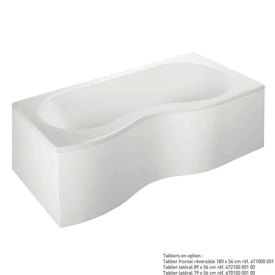 Valentin Baignoire asymétrique d'angle droit Folk 180 x 90 cm sans tablier* Baignoire Asymétrique