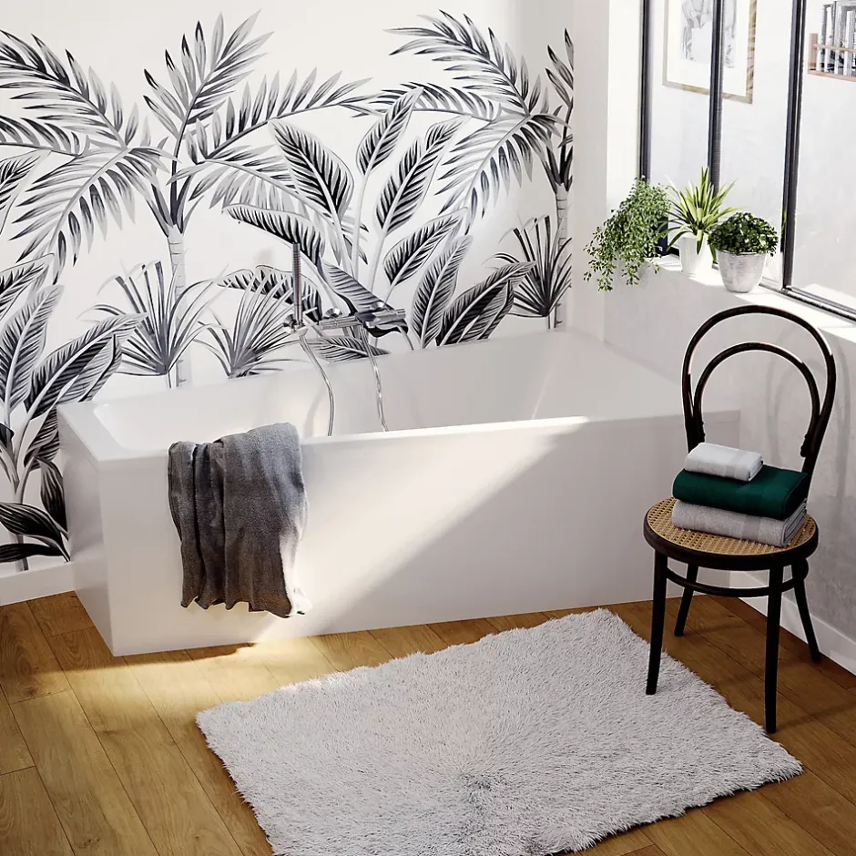 GoodHome Baignoire asymétrique droite 160x90 cm, blanc, Teesta