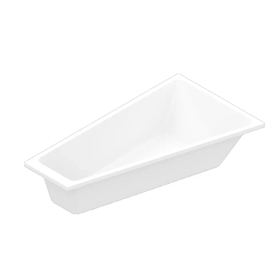 GoodHome Baignoire asymétrique droite 160x90 cm, blanc, Teesta