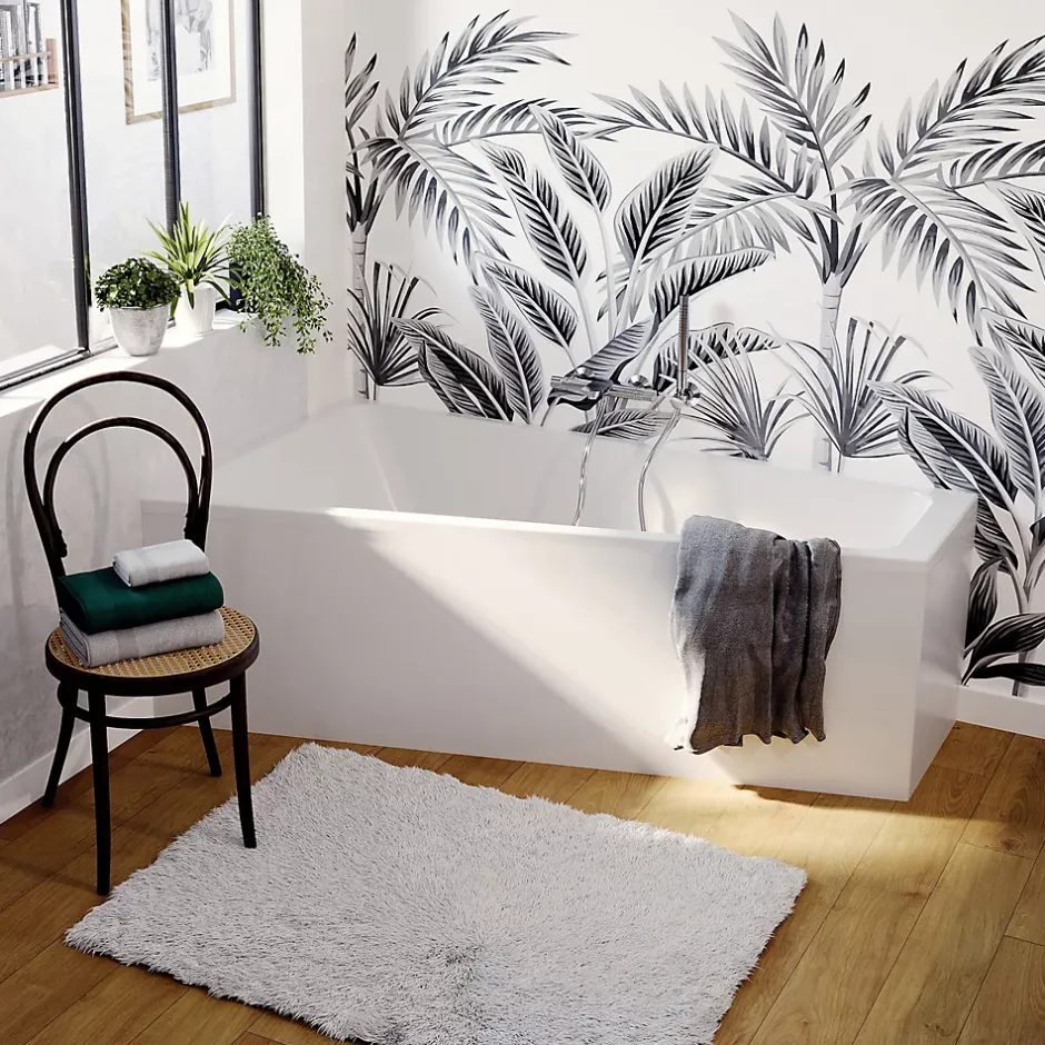GoodHome Baignoire asymétrique gauche 160x90 cm, blanc, Teesta