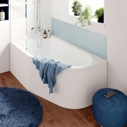 GoodHome Baignoire asymétrique gauche 160x90 cm Cavally blanc