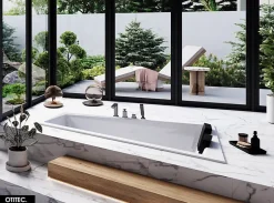 Besco Baignoire Asymétrique sans Tablier - 180 x 125 cm - INTIMA DUO SANS TABLIER- DROITE - 2 REPOSE-TÊTES OFFERTS