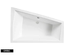 Besco Baignoire Asymétrique sans Tablier - 180 x 125 cm - INTIMA DUO SANS TABLIER- DROITE - 2 REPOSE-TÊTES OFFERTS