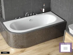 Besco Baignoire Asymétrique sans Tablier - 180 x 80 cm - AVITA SANS TABLIER - DROITE - 1 REPOSE-TÊTE OFFERT* Baignoire Asymétrique