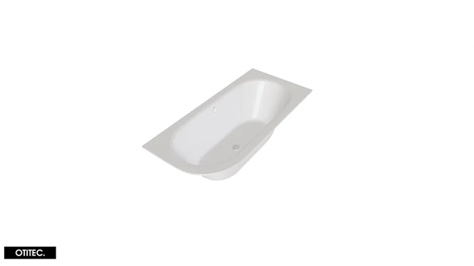 Besco Baignoire Asymétrique sans Tablier - 170 x 75 cm - AVITA SANS TABLIER - DROITE - 1 REPOSE-TÊTE OFFERT