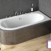 Besco Baignoire Asymétrique sans Tablier - 150 x 75 cm - AVITA SANS TABLIER - DROITE - 1 REPOSE-TÊTE OFFERT