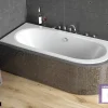 Besco Baignoire Asymétrique sans Tablier - 160 x 75 cm - AVITA SANS TABLIER - GAUCHE - 1 REPOSE-TÊTE OFFERT