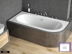 Besco Baignoire Asymétrique sans Tablier - 160 x 75 cm - AVITA SANS TABLIER - GAUCHE - 1 REPOSE-TÊTE OFFERT