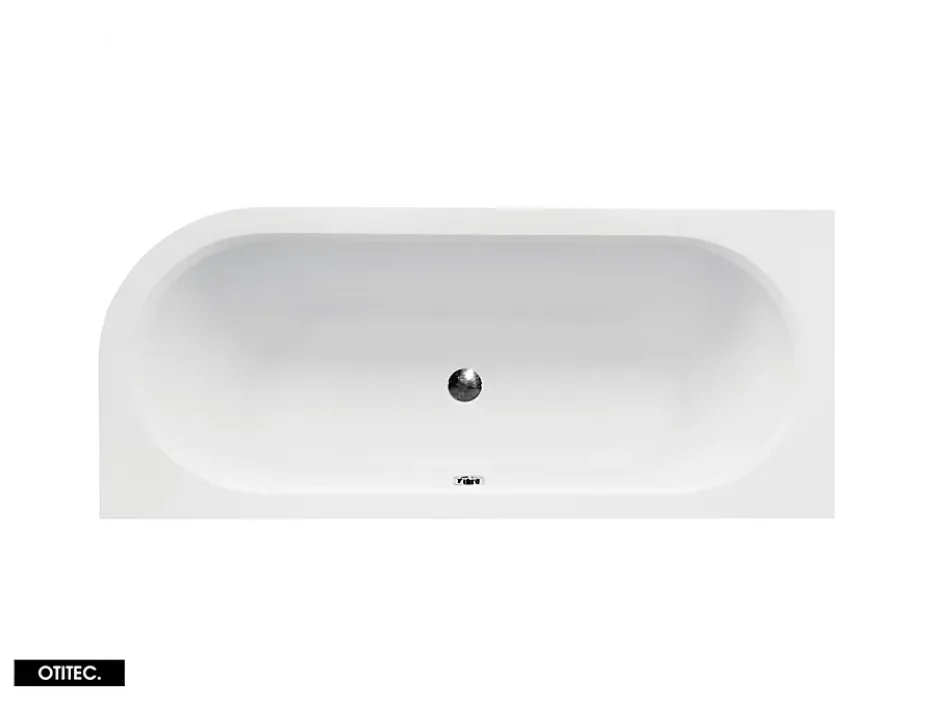 Besco Baignoire Asymétrique sans Tablier - 160 x 75 cm - AVITA SANS TABLIER - GAUCHE - 1 REPOSE-TÊTE OFFERT