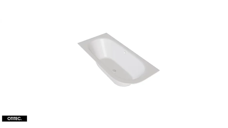 Besco Baignoire Asymétrique sans Tablier - 160 x 75 cm - AVITA SANS TABLIER - GAUCHE - 1 REPOSE-TÊTE OFFERT