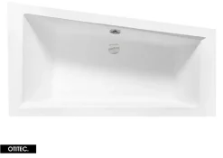 Besco Baignoire Asymétrique sans Tablier - 160 x 90 cm - INTIMA SANS TABLIER - DROITE - avec Repose tête OFFERT* Baignoire Asymétrique