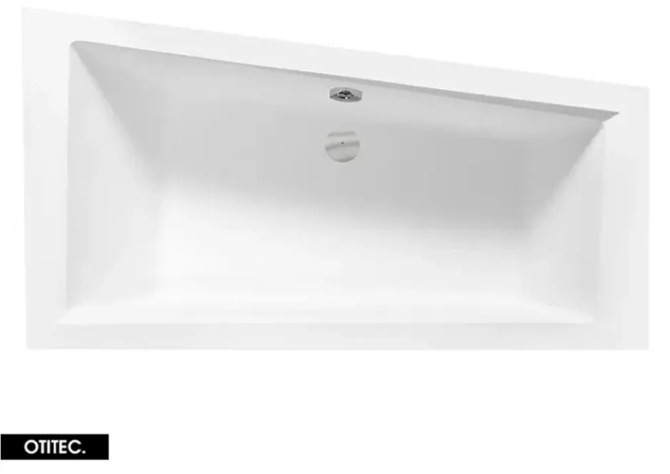 Besco Baignoire Asymétrique sans Tablier - 160 x 90 cm - INTIMA SANS TABLIER - DROITE - avec Repose tête OFFERT* Baignoire Asymétrique