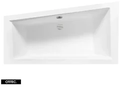 Besco Baignoire Asymétrique sans Tablier - 160 x 90 cm - INTIMA SANS TABLIER - GAUCHE - avec Repose tête OFFERT
