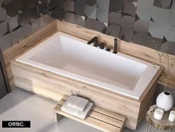 Besco Baignoire Asymétrique sans Tablier - 150 x 85 cm - INTIMA SANS TABLIER - GAUCHE - avec Repose tête OFFERT